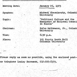 Announcements, 1973-01-26. ...