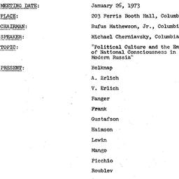 Minutes, 1973-01-26. Slavic...