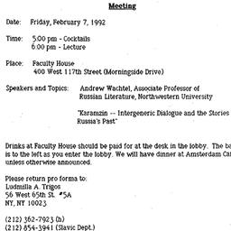Announcements, 1992-01-15. ...