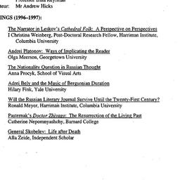 Schedules, Slavic History a...