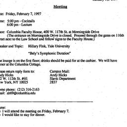 Announcements, 1997-01-16. ...
