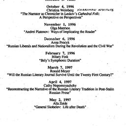 Schedules, Slavic History a...