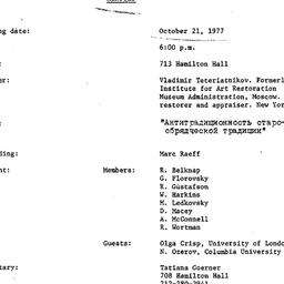 Minutes, 1977-10-21. Slavic...