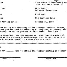 Announcements, 1977-09-23. ...