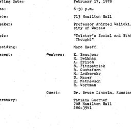 Minutes, 1978-02-17. Slavic...