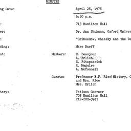 Minutes, 1978-04-28. Slavic...