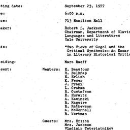 Minutes, 1977-09-23. Slavic...