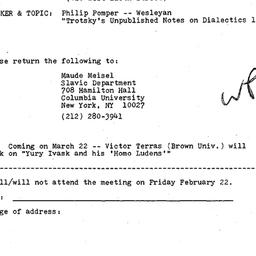Announcements, 1985-02-22. ...