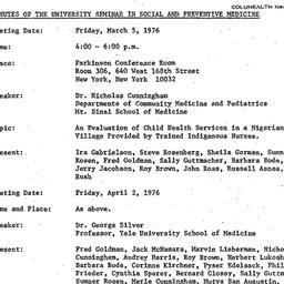 Minutes, 1976-03-05. Social...