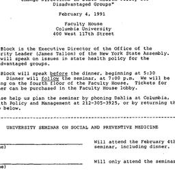 Announcements, 1991-02-04. ...