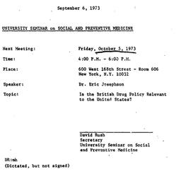 Announcements, 1973-09-06. ...