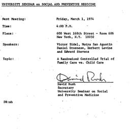 Announcements, 1974-02-07. ...