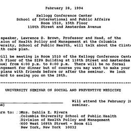 Announcements, 1994-02-28. ...