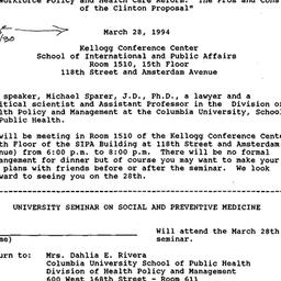 Announcements, 1994-03-28. ...