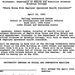 Announcements, 1994-04-25. ...