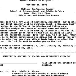 Announcements, 1993-10-18. ...