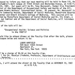 Announcements, 1981-10-19. ...