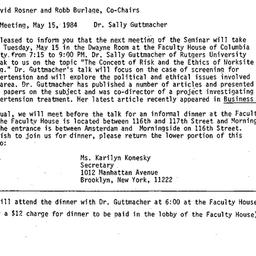 Announcements, 1984-05-15. ...