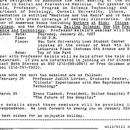 Announcements, 1986-12-22. ...