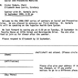 Announcements, 1986-09-16. ...