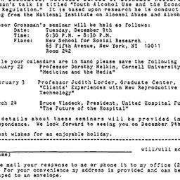 Announcements, 1986-11-14. ...