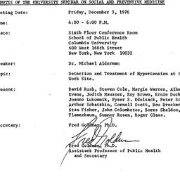 Minutes, 1976-12-03. Social...