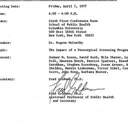 Minutes, 1977-04-01. Social...