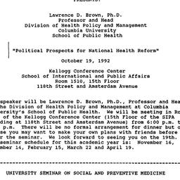 Announcements, 1992-10-19. ...