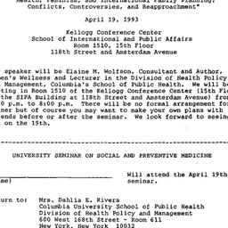 Announcements, 1993-04-19. ...