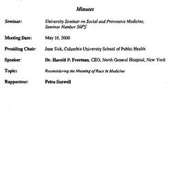 Minutes, 2000-05-16. Social...