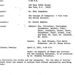 Minutes, 1971-03-05. Social...