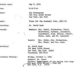 Minutes, 1971-05-06. Social...