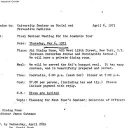 Announcements, 1971-05-06. ...