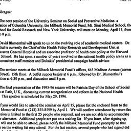 Announcements, 1996-03-15. ...