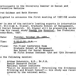 Announcements, 1987-09-28. ...