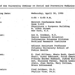 Minutes, 1980-04-30. Social...