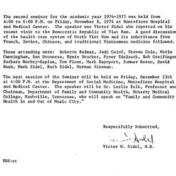 Minutes, 1974-11-08. Social...