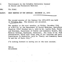 Announcements, 1974-11-19. ...