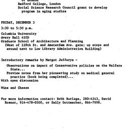 Announcements, 1982-12-03. ...