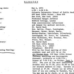 Minutes, 1973-05-14. Social...