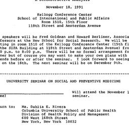 Announcements, 1991-11-18. ...