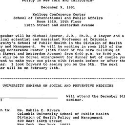 Announcements, 1991-12-09. ...