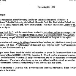 Announcements, 1996-11-20. ...