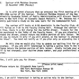 Announcements, 1985-11-25. ...