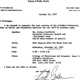 Announcements, 1977-10-25. ...