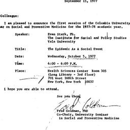 Announcements, 1977-09-15. ...