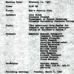 Minutes, 1967-02-14. The Us...