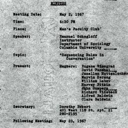 Minutes, 1967-05-02. The Us...