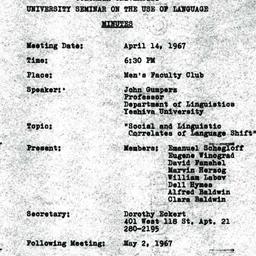 Minutes, 1967-04-14. The Us...