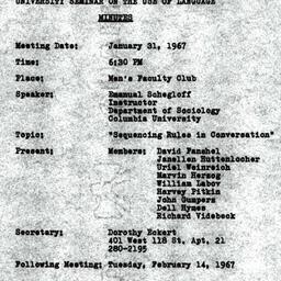 Minutes, 1967-01-31. The Us...